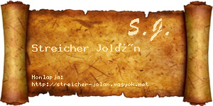 Streicher Jolán névjegykártya