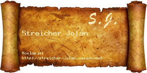 Streicher Jolán névjegykártya